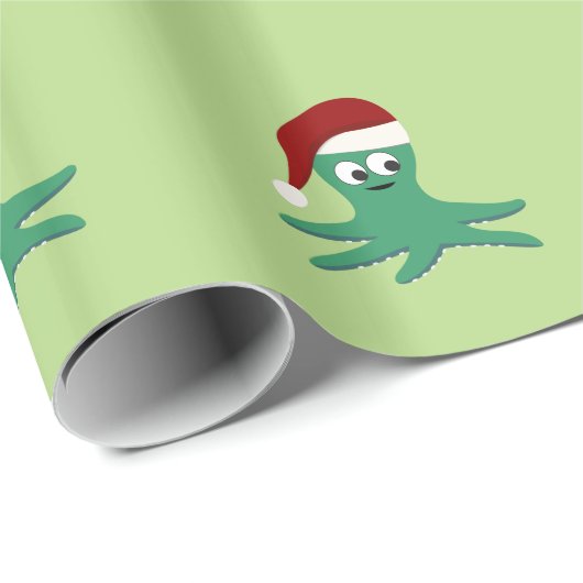 Cute Santa Octopus Cadeaupapier (Rol Hoek)