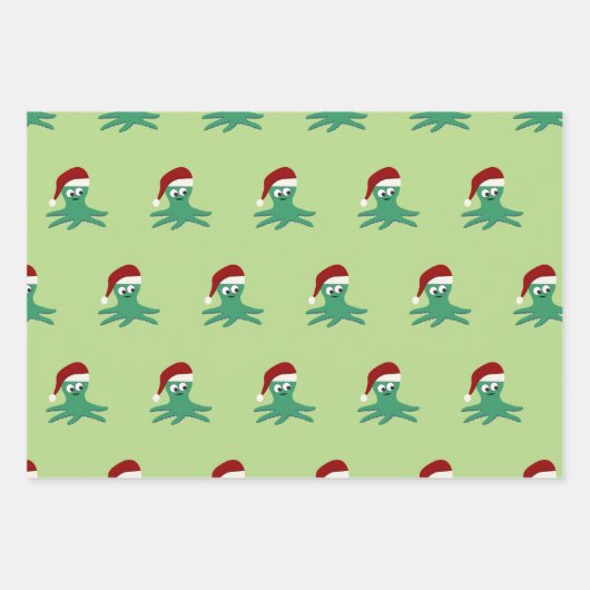 Cute Santa Octopus Inpakpapier Vel (Voorkant 2)