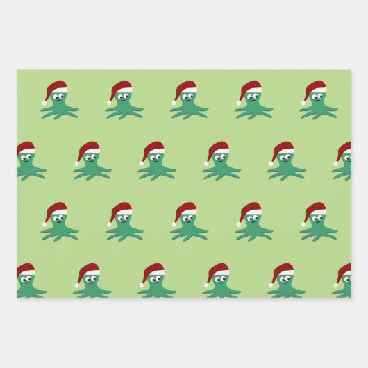 Cute Santa Octopus Inpakpapier Vel (Voorkant)