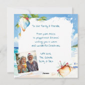 Cute Santa on Beach and Photo Template Christmas Feestdagenkaart (Achterkant)