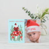 Cute Santa on Shroom CUSTOM PHOTO-kerstkaart Kaart (Staand voorkant)