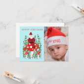 Cute Santa on Shroom CUSTOM PHOTO-kerstkaart Kaart (Voorkant / Achterkant in situ)