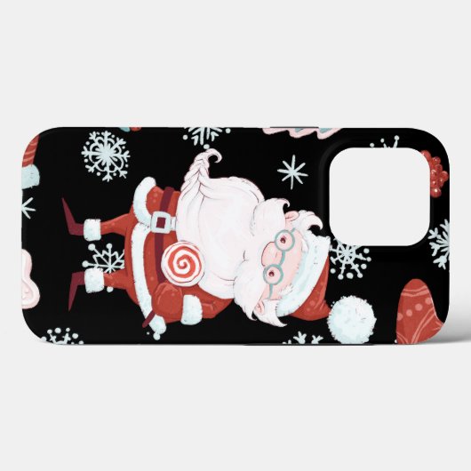 Cute Santa Pattern OtterBox iPhone Case (Achterkant (horizontaal))