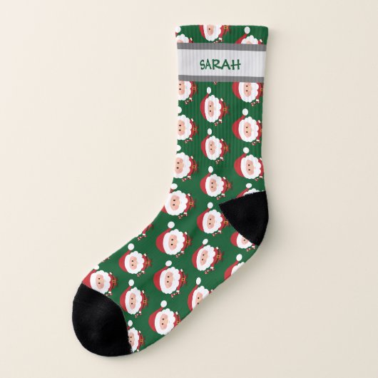 Cute Santa Pattern Persoonlijke naam Kerstmis Sokken (Links - buitenkant)
