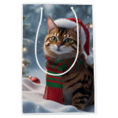 Cute Santa Paws Bengal Cat Christmas Personalized  Medium Cadeauzakje (Voorkant)