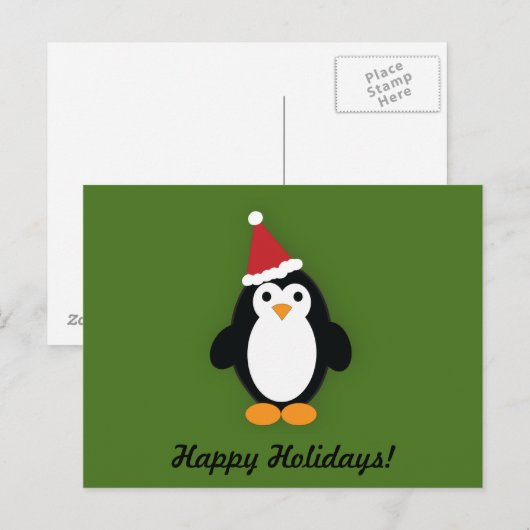 Cute Santa Penguin Briefkaart (Voorkant / Achterkant)