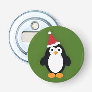 Cute Santa Penguin Button Flesopener