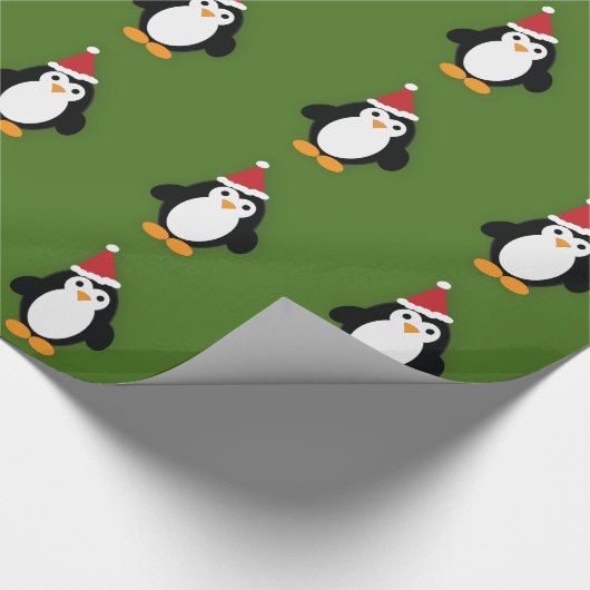 Cute Santa Penguin Cadeaupapier (Hoek)