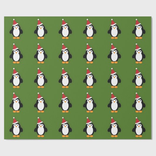 Cute Santa Penguin Cadeaupapier (Vlak)