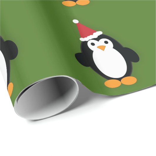 Cute Santa Penguin Cadeaupapier (Rol Hoek)