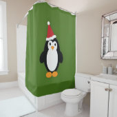 Cute Santa Penguin Douchegordijn (In situ)