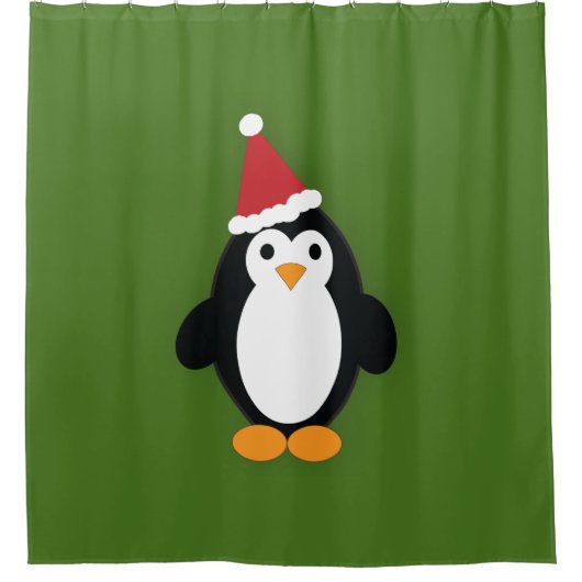 Cute Santa Penguin Douchegordijn (Voorkant)