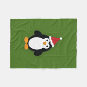 Cute Santa Penguin Fleece Deken (Voorkant (Horizontaal))