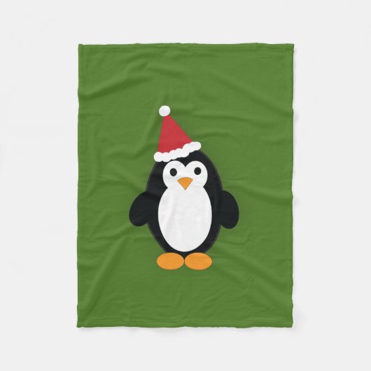 Cute Santa Penguin Fleece Deken (Voorkant)