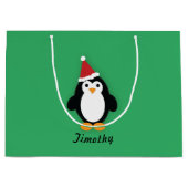 Cute Santa Penguin Groot Cadeauzakje (Voorkant)