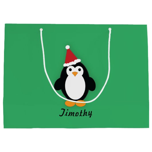 Cute Santa Penguin Groot Cadeauzakje (Achterkant)