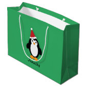 Cute Santa Penguin Groot Cadeauzakje (Achterkant Gekanteld)