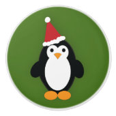 Cute Santa Penguin Keramische Knop (Voorkant)