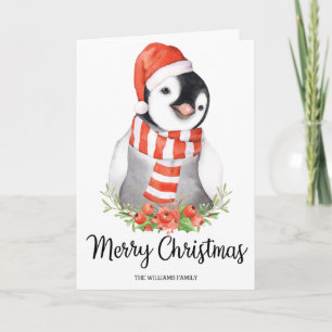 Cute Santa Penguin Merry-kerstgroetings Feestdagen Kaart