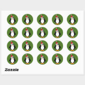 Cute Santa Penguin Ronde Sticker (Vel)
