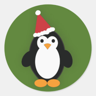 Cute Santa Penguin Ronde Sticker