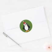Cute Santa Penguin Ronde Sticker (Envelop)