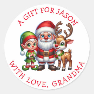 Cute Santa Persoonlijke kerstcadeautags Ronde Sticker