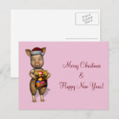 Cute Santa Piggie die Afbeelding toont Feestdagenkaart (Voorkant / Achterkant)