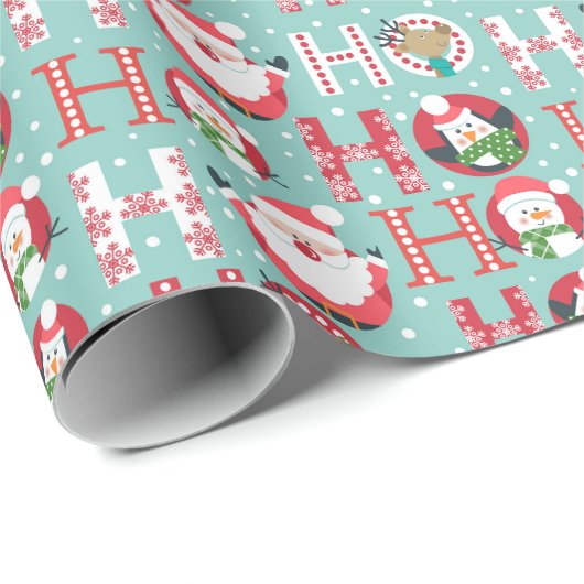 Cute Santa Pinguïn Kerstcadeau Inpakpapier (Rol Hoek)