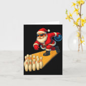 Cute Santa Playing Bowling Ball And Ns Bowler Chri Kaart (Gele Bloem)