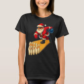 Cute Santa Playing Bowling Ball And Ns Bowler Chri T-shirt (Voorkant)