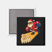 Cute Santa Playing Bowling Ball And Pins Bowler Ch Magneet (Voorkant / Achterkant)