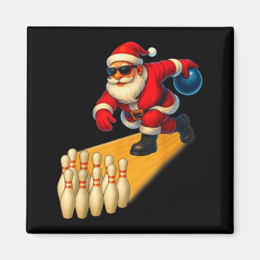 Cute Santa Playing Bowling Ball And Pins Bowler Ch Magneet (Voorkant)