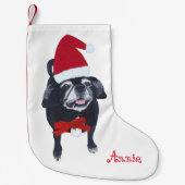 Cute Santa Pug Dog Persoonlijk kerststopzetten Kleine Kerstsok (Voorkant)