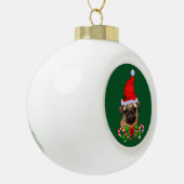 Cute Santa Pug Lovers Kerstmis Keramische Bal Ornament (Links)