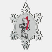 Cute Santa Puppy Dog Pewter Snowflake Ornament (Rechts)