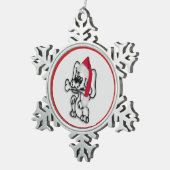 Cute Santa Puppy Dog Tin Sneeuwvlok Ornament (Rechts)