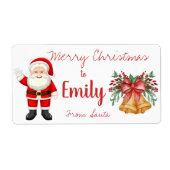 Cute Santa Red Berries Bell laat pretkerst achter Etiket (Voorkant)