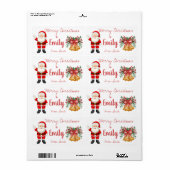 Cute Santa Red Berries Bell laat pretkerst achter Etiket (Full Sheet)