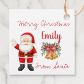 Cute Santa Red Berries Bell Name Merry Kerstry Bedankjes Labels (Achterkant)
