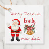 Cute Santa Red Berries Bell Name Merry Kerstry Bedankjes Labels (Voorkant)