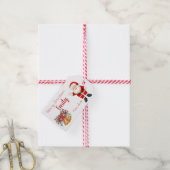 Cute Santa Red Berries Bell Name Merry Kerstry Cadeaulabel (Met Touw)