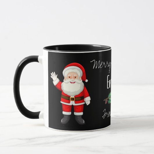 Cute Santa Red Berries Black White kerst Mok (Links)