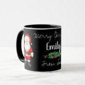 Cute Santa Red Berries Black White kerst Mok (Voorkant links)