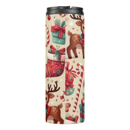 Cute Santa & Reindeer Holiday Tumblr – Gift Idea Thermosbeker (Achterkant)