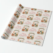 Cute Santa Reindeer Name Merry Christmas Gift Cadeaupapier (Uitgerold)
