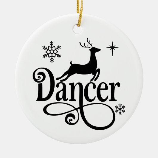 Cute Santa Reindeer Names Dancer Kerstmis Keramisch Ornament (Voorkant)