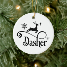 Cute Santa Reindeer Names Dasher Kerstmis Keramisch Ornament
