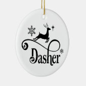 Cute Santa Reindeer Names Dasher Kerstmis Keramisch Ornament (Rechts)