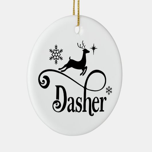 Cute Santa Reindeer Names Dasher Kerstmis Keramisch Ornament (Rechts)